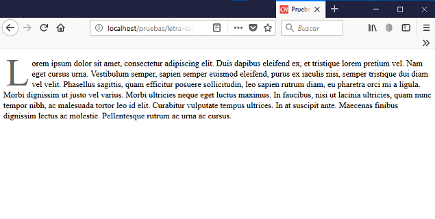Letra capital en CSS, Cable Naranja