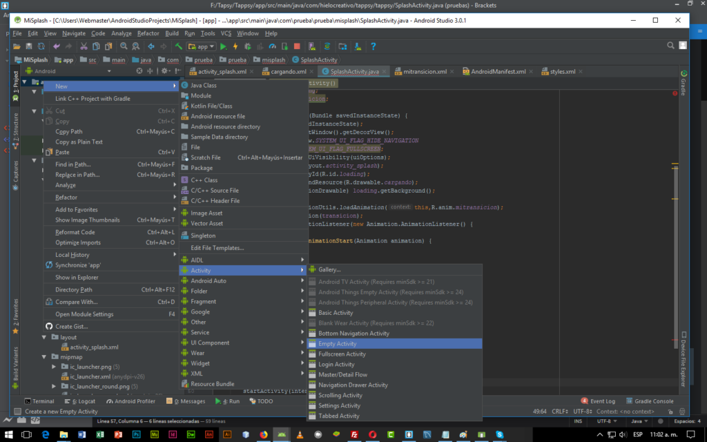 Crear SplashActivity Android Studio, CableNaranja