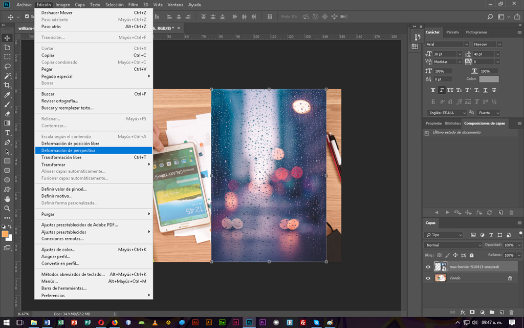 Deformación de Perspectiva en Photoshop, CableNaranja