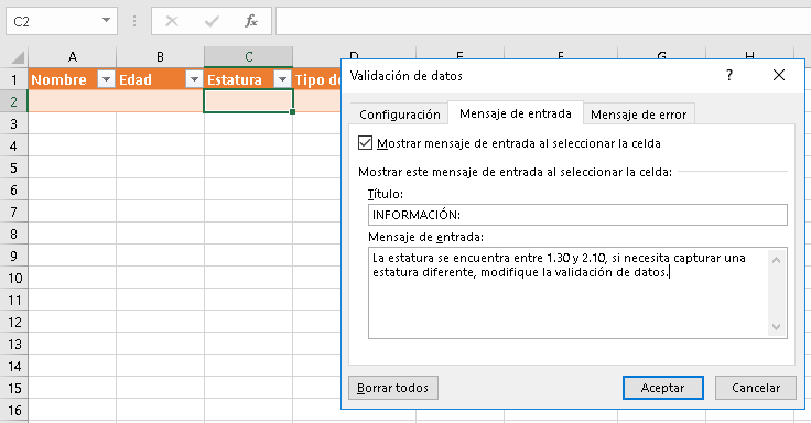Validación de datos en Excel, CableNaranja