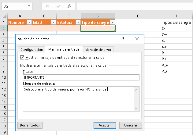 Validación de datos en Excel, CableNaranja