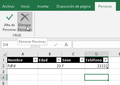 Como crear un CRUD en Excel con VBA - Eliminar