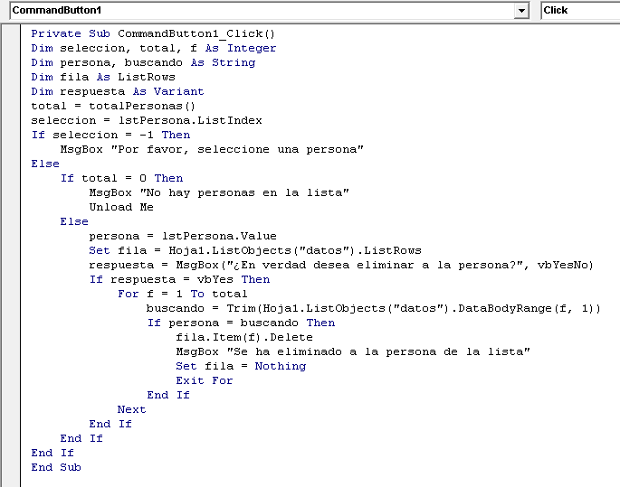 Como crear un CRUD en Excel con VBA - Eliminar