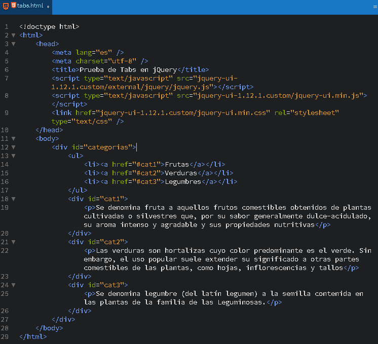 Como crear pestañas o tabs en JavaScript con jQuery - CableNaranja