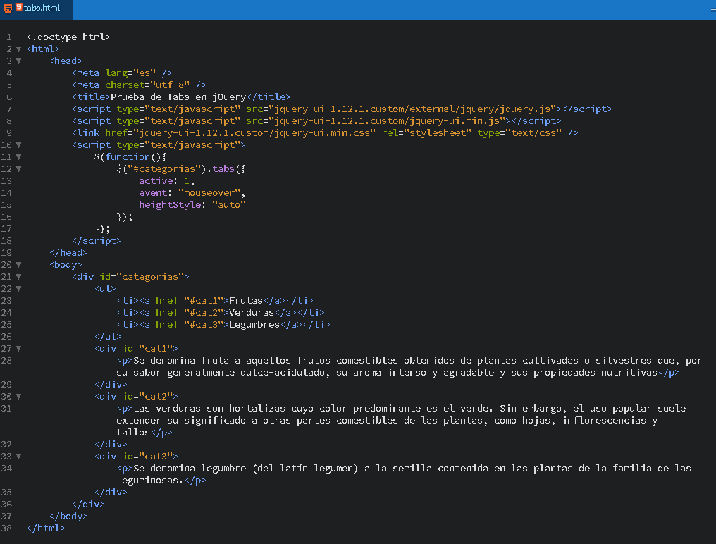Como crear pestañas o tabs en JavaScript con jQuery - CableNaranja