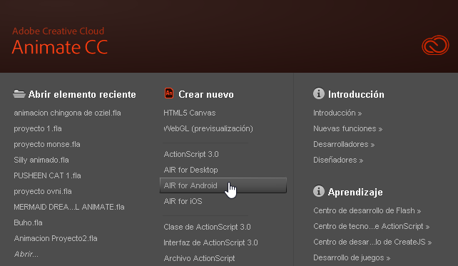 Como crear un archivo APK con Adobe Animate - CableNaranja