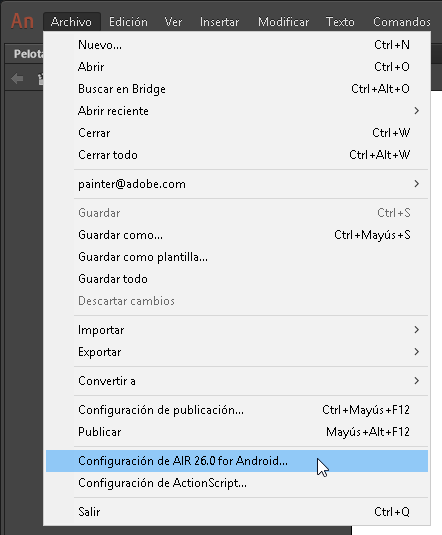 Como crear un archivo APK con Adobe Animate - CableNaranja