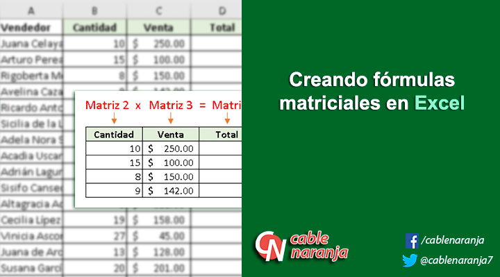 Creando fórmulas matriciales en Excel | Cable