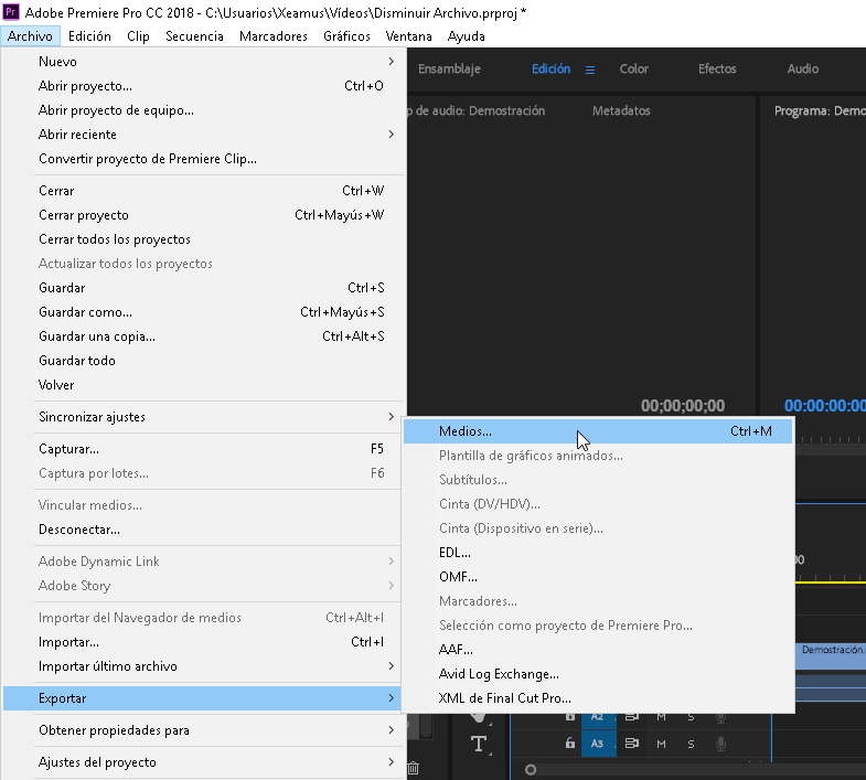 Como disminuir el tamaño de un vídeo en Adobe Premiere - CableNaranja