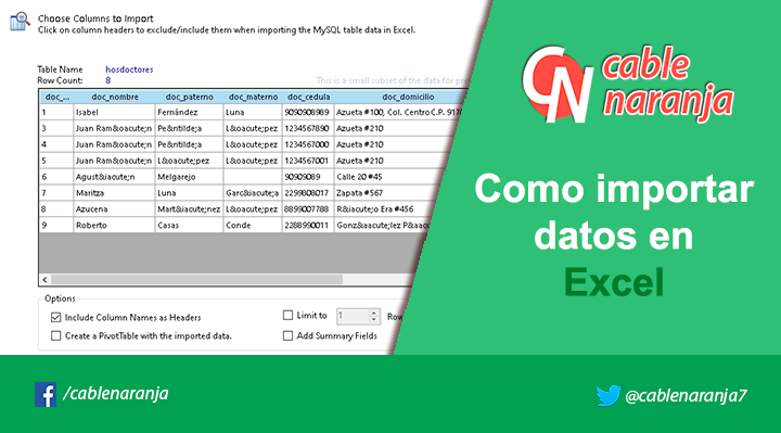 Como importar datos en Excel - CableNaranja