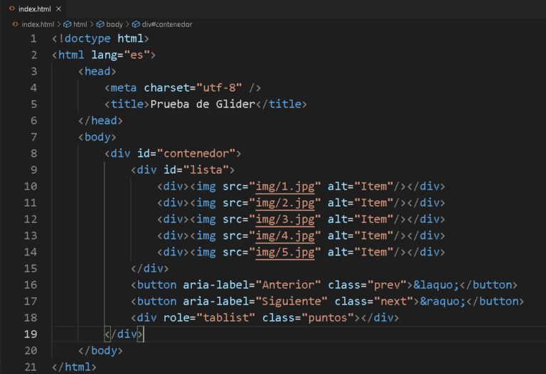 Cómo crear slider de imágenes JavaScript con Glider Cable Naranja