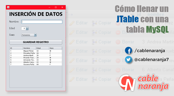 Cómo llenar un JTable con una tabla MySQL - CableNaranja