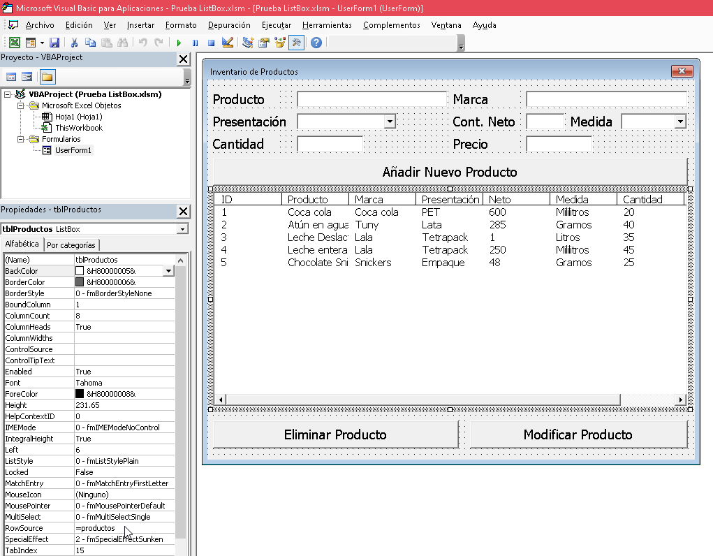 Cómo utilizar un ListBox como tabla en Excel - CableNaranja