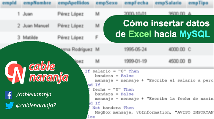 Cómo insertar datos de Excel hacia MySQL - CableNaranja